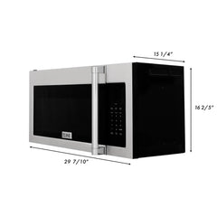 ZLINE 30-Inch 1.5 cu. ft. Over the Range Microwave in Fingerprint Resistant Stainless Steel with Traditional Handle and Set of 2 Charcoal Filters - MWO-OTRCFH-30-SS - The Home Selection