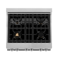 ZLINE 30-Inch 4.0 cu. ft. Electric Oven and Gas Cooktop Dual Fuel Range with Griddle and Brass Burners in Fingerprint Resistant Stainless - RAS-SN-BR-GR-30 - The Home Selection