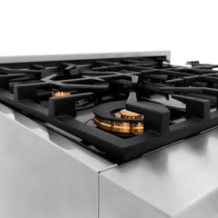 ZLINE 30-Inch 4.0 cu. ft. Electric Oven and Gas Cooktop Dual Fuel Range with Griddle and Brass Burners in Stainless Steel - RA-BR-GR-30 - The Home Selection