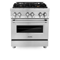 ZLINE 30-Inch 4.0 cu. ft. Electric Oven and Gas Cooktop Dual Fuel Range with Griddle and Brass Burners in Stainless Steel - RA-BR-GR-30 - The Home Selection