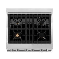 ZLINE 30-Inch 4.0 cu. ft. Electric Oven and Gas Cooktop Dual Fuel Range with Griddle and Brass Burners in Stainless Steel - RA-BR-GR-30 - The Home Selection