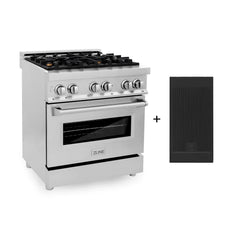 ZLINE 30-Inch 4.0 cu. ft. Electric Oven and Gas Cooktop Dual Fuel Range with Griddle and Brass Burners in Stainless Steel - RA-BR-GR-30 - The Home Selection