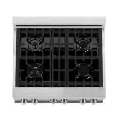 ZLINE 30-Inch 4.0 cu. ft. Electric Oven and Gas Cooktop Dual Fuel Range with Griddle and White Matte Door in Stainless Steel - RA-WM-GR-30 - The Home Selection