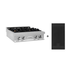 ZLINE 30-Inch Porcelain Gas Stovetop in Fingerprint Resistant Stainless Steel with 4 Gas Brass Burners and Griddle - RTS-BR-GR-30 - The Home Selection