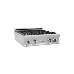 ZLINE 30-Inch Porcelain Gas Stovetop in Fingerprint Resistant Stainless Steel with 4 Gas Burners and Griddle - RTS-GR-30 - The Home Selection