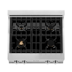 ZLINE 30-Inch Porcelain Gas Stovetop with 4 Gas Brass Burners and Griddle - RT-BR-GR-30 - The Home Selection
