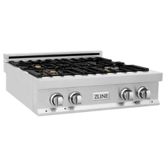 ZLINE 30-Inch Porcelain Gas Stovetop with 4 Gas Brass Burners and Griddle - RT-BR-GR-30 - The Home Selection