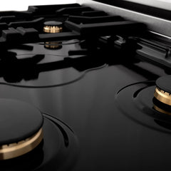 ZLINE 30-Inch Porcelain Gas Stovetop with 4 Gas Brass Burners and Griddle - RT-BR-GR-30 - The Home Selection