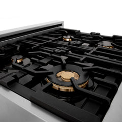 ZLINE 30-Inch Porcelain Gas Stovetop with 4 Gas Brass Burners and Griddle - RT-BR-GR-30 - The Home Selection