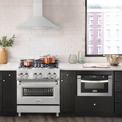 ZLINE 30" Kitchen Package with Stainless Steel Dual Fuel Range and Convertible Vent Range Hood - 2KP-RARH30 - The Home Selection
