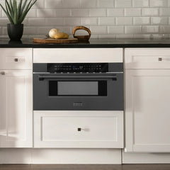 ZLINE 30" Microwave Drawer in Black Stainless Steel with Traditional Handle (MWD-30-BS) - The Home Selection