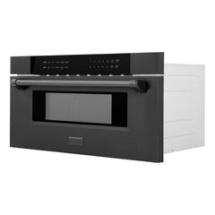 ZLINE 30" Microwave Drawer in Black Stainless Steel with Traditional Handle (MWD-30-BS) - The Home Selection