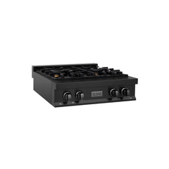 ZLINE 30" Porcelain Gas Stovetop in Black Stainless Steel with 4 Gas Brass Burners (RTB-BR-30) - The Home Selection