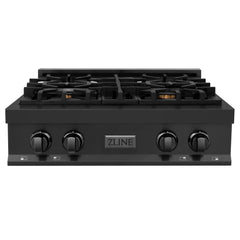 ZLINE 30" Porcelain Gas Stovetop in Black Stainless Steel with 4 Gas Brass Burners (RTB-BR-30) - The Home Selection
