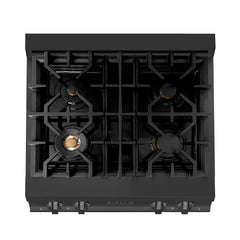 ZLINE 30" Porcelain Gas Stovetop in Black Stainless Steel with 4 Gas Brass Burners (RTB-BR-30) - The Home Selection