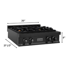 ZLINE 30" Porcelain Gas Stovetop in Black Stainless Steel with 4 Gas Brass Burners (RTB-BR-30) - The Home Selection