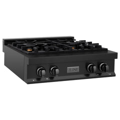 ZLINE 30" Porcelain Gas Stovetop in Black Stainless Steel with 4 Gas Brass Burners (RTB-BR-30) - The Home Selection