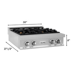ZLINE 30" Porcelain Gas Stovetop in DuraSnow® Stainless Steel with 4 Gas Burners - RTS-30 - The Home Selection