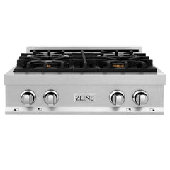 ZLINE 30" Porcelain Gas Stovetop in DuraSnow® Stainless Steel with 4 Gas Burners - RTS-30 - The Home Selection