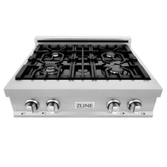 ZLINE 30" Porcelain Gas Stovetop in DuraSnow® Stainless Steel with 4 Gas Burners - RTS-30 - The Home Selection