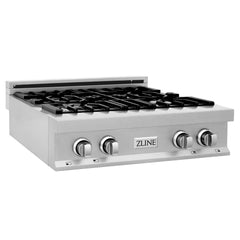 ZLINE 30" Porcelain Gas Stovetop in DuraSnow® Stainless Steel with 4 Gas Burners - RTS-30 - The Home Selection