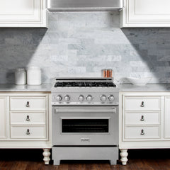 ZLINE 30" Professional Dual Fuel Range in DuraSnow® RAS-SN-30 - The Home Selection