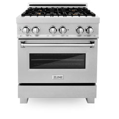 ZLINE 30" Professional Dual Fuel Range in DuraSnow® RAS-SN-30 - The Home Selection