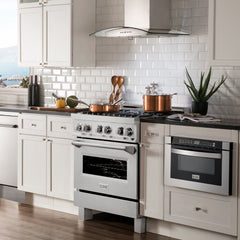 ZLINE 30" Professional Dual Fuel Range in DuraSnow® RAS-SN-30 - The Home Selection