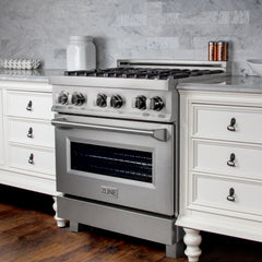 ZLINE 30" Professional Dual Fuel Range in DuraSnow® RAS-SN-30 - The Home Selection