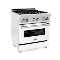 ZLINE 30" Professional Dual Fuel Range in DuraSnow® RAS-SN-30 - The Home Selection