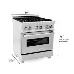 ZLINE 30" Professional Dual Fuel Range in DuraSnow® RAS-SN-30 - The Home Selection