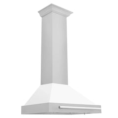 ZLINE 30" Stainless Steel Range Hood with White Matte Shell and Stainless Steel Handle (KB4STX-WM-30) - The Home Selection