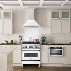 ZLINE 30" Stainless Steel Range Hood with White Matte Shell and Stainless Steel Handle (KB4STX-WM-30) - The Home Selection