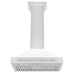 ZLINE 30" Stainless Steel Range Hood with White Matte Shell and Stainless Steel Handle (KB4STX-WM-30) - The Home Selection