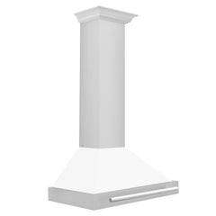 ZLINE 30" Stainless Steel Range Hood with White Matte Shell and Stainless Steel Handle (KB4STX-WM-30) - The Home Selection