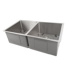 ZLINE 33 in. Anton Undermount Double Bowl Stainless Steel Kitchen Sink with Bottom Grid, SR50D-33 - The Home Selection