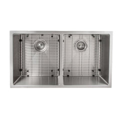 ZLINE 33 in. Anton Undermount Double Bowl Stainless Steel Kitchen Sink with Bottom Grid, SR50D-33 - The Home Selection