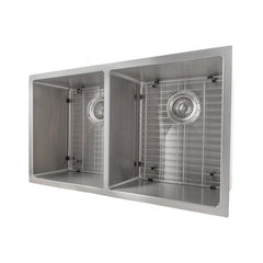 ZLINE 33 in. Anton Undermount Double Bowl Stainless Steel Kitchen Sink with Bottom Grid, SR50D-33 - The Home Selection
