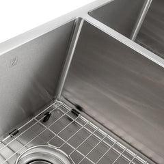 ZLINE 33 in. Anton Undermount Double Bowl Stainless Steel Kitchen Sink with Bottom Grid, SR50D-33 - The Home Selection