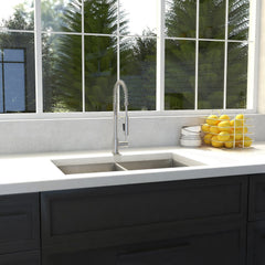 ZLINE 33 in. Anton Undermount Double Bowl Stainless Steel Kitchen Sink with Bottom Grid, SR50D-33 - The Home Selection
