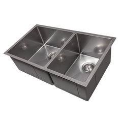 ZLINE 33 in. Chamonix Undermount Double Bowl Stainless Steel Kitchen Sink with Bottom Grid, SR60D-33 - The Home Selection