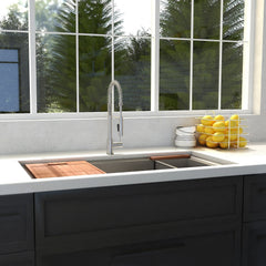 ZLINE 33 in. Garmisch Undermount Single Bowl Stainless Steel Kitchen Sink with Bottom Grid and Accessories, SLS-33 - The Home Selection