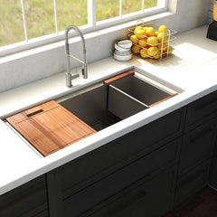 ZLINE 33 in. Garmisch Undermount Single Bowl Stainless Steel Kitchen Sink with Bottom Grid and Accessories, SLS-33 - The Home Selection