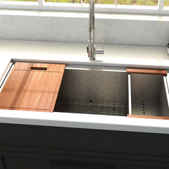 ZLINE 33 in. Garmisch Undermount Single Bowl Stainless Steel Kitchen Sink with Bottom Grid and Accessories, SLS-33 - The Home Selection