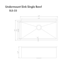 ZLINE 33 in. Garmisch Undermount Single Bowl Stainless Steel Kitchen Sink with Bottom Grid and Accessories, SLS-33 - The Home Selection