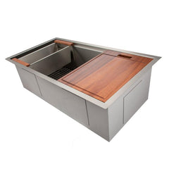ZLINE 33 in. Garmisch Undermount Single Bowl Stainless Steel Kitchen Sink with Bottom Grid and Accessories, SLS-33 - The Home Selection