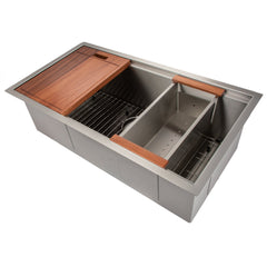 ZLINE 33 in. Garmisch Undermount Single Bowl Stainless Steel Kitchen Sink with Bottom Grid and Accessories, SLS-33 - The Home Selection