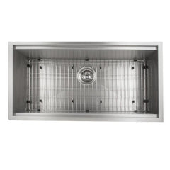 ZLINE 33 in. Garmisch Undermount Single Bowl Stainless Steel Kitchen Sink with Bottom Grid and Accessories, SLS-33 - The Home Selection