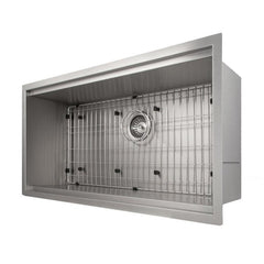 ZLINE 33 in. Garmisch Undermount Single Bowl Stainless Steel Kitchen Sink with Bottom Grid and Accessories, SLS-33 - The Home Selection