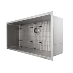 ZLINE 33 in. Meribel Undermount Single Bowl Stainless Steel Kitchen Sink with Bottom Grid, SRS-33 - The Home Selection